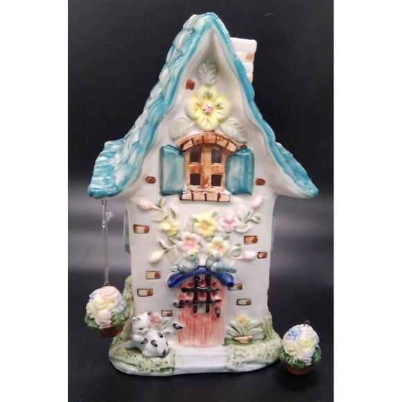Unbranded Other - Happy  Cottage/House/Bird Flowers Lighted Lamp Lantern Floral